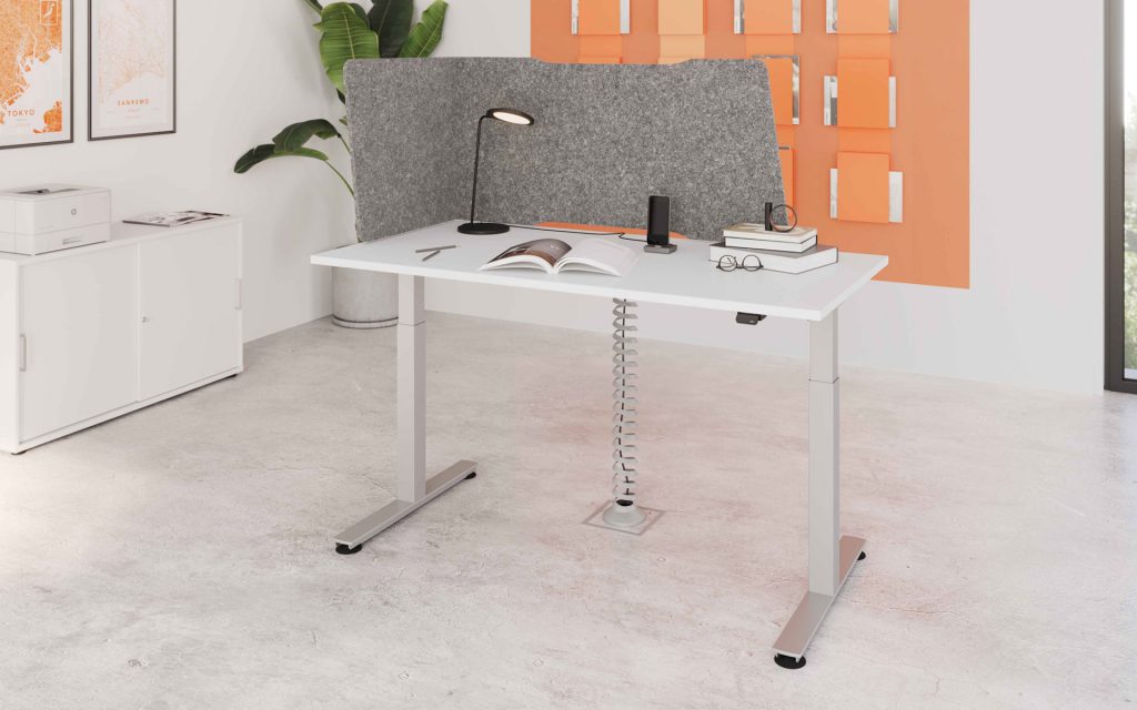 Höhenverstellbarer Schreibtisch in weiss